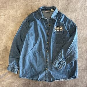 Vintage Chik Fil A Embroidered Denim Button Up Top